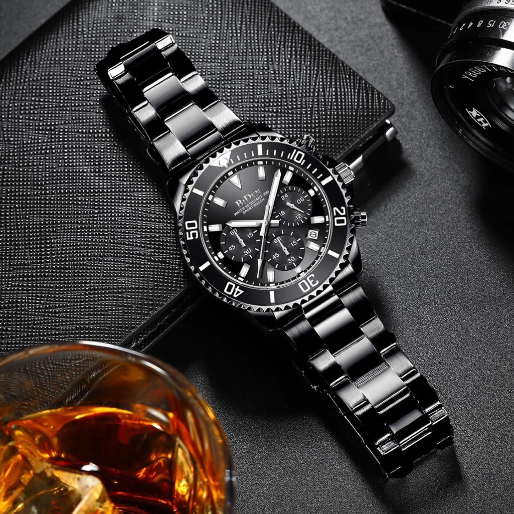 New Mens Black Luxury Business Watch New